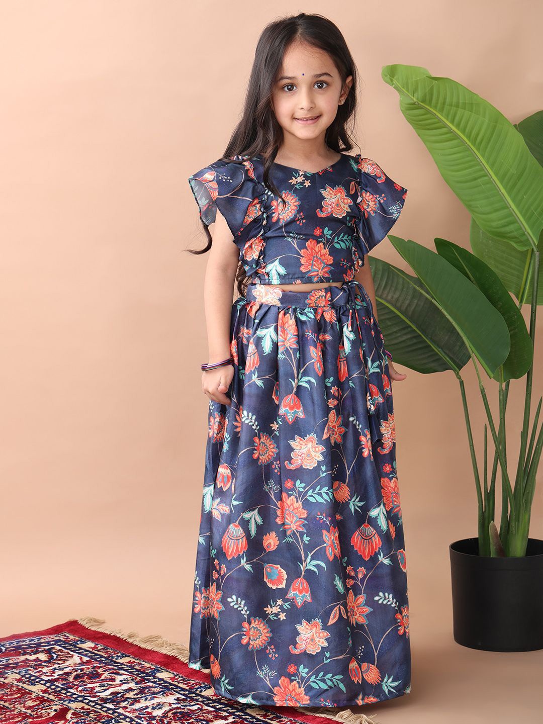 Here&Now X Kinder Girls Floral Printed Cap Sleeves Ready to Wear Lehenga & Choli, Blue
Here&Now X Kinder Girls Floral Printed Cap Sleeves Ready to Wear Lehenga & Choli, Blue