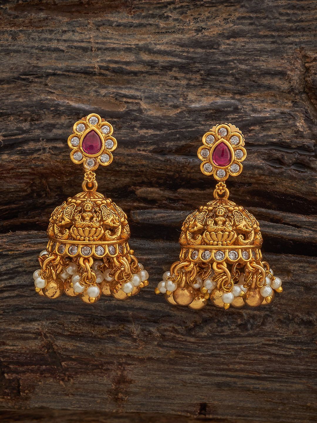 Kushal's Fashion Jewellery Gold-Plated Dome Shaped Stone Studded & Beaded Antique Jhumkas
Kushal's Fashion Jewellery Gold-Plated Dome Shaped Stone Studded & Beaded Antique Jhumkas
