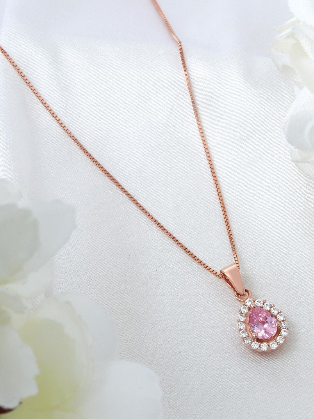 Zavya 925 Sterling Silver Rose Gold-Plated Teardrop Shaped Pendant with Chain
Zavya 925 Sterling Silver Rose Gold-Plated Teardrop Shaped Pendant with Chain