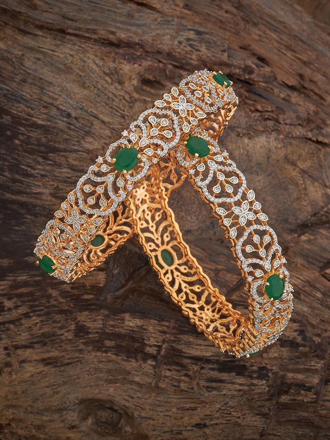 Kushal's Fashion Jewellery Set Of 2 Green Rhodium Gold-Plated Party Zircon Bangles
Kushal's Fashion Jewellery Set Of 2 Green Rhodium Gold-Plated Party Zircon Bangles