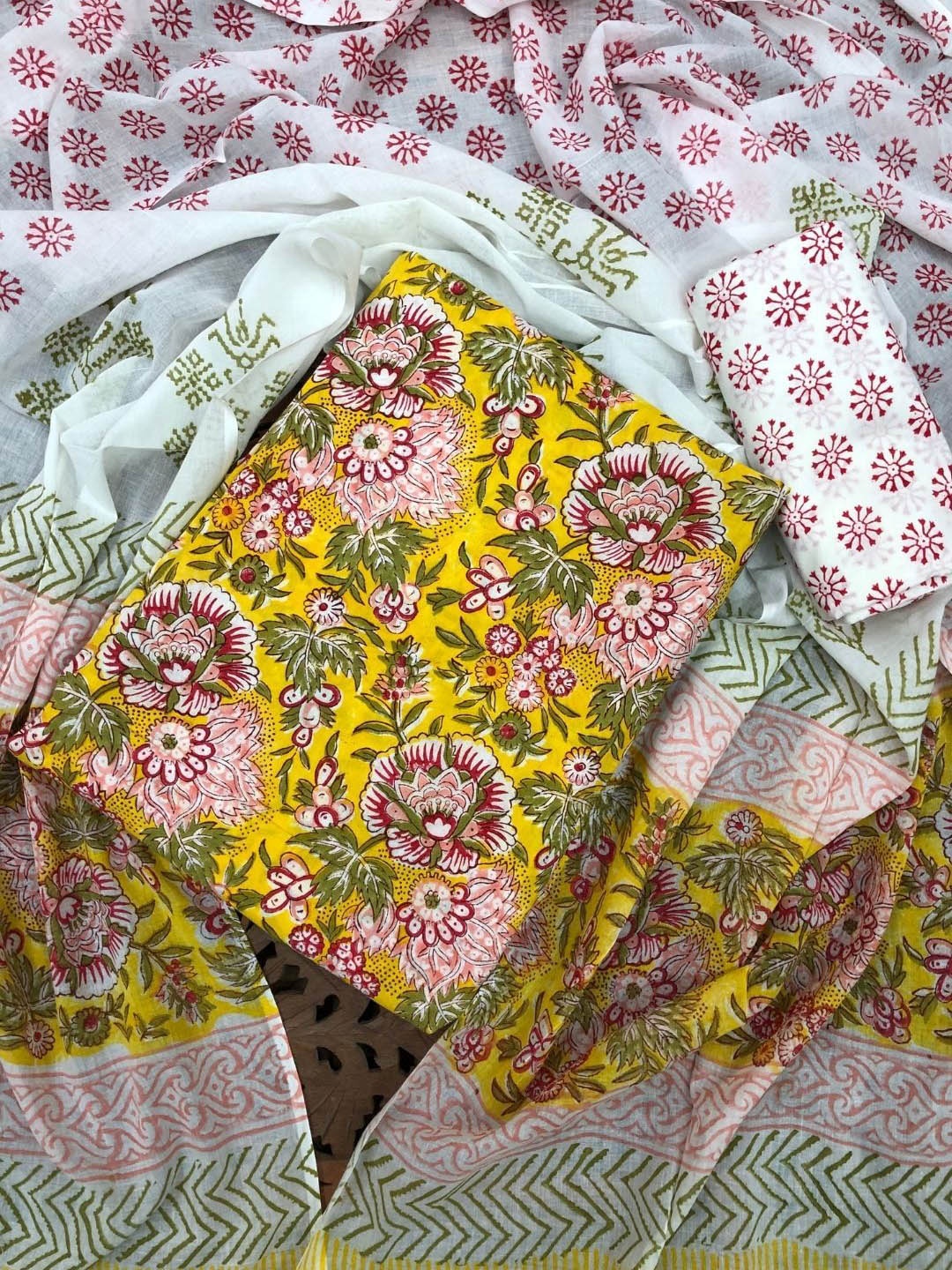 PALASH Ethnic Motifs Printed Pure Cotton Block Print Unstitched Dress Material, Yellow
PALASH Ethnic Motifs Printed Pure Cotton Block Print Unstitched Dress Material, Yellow