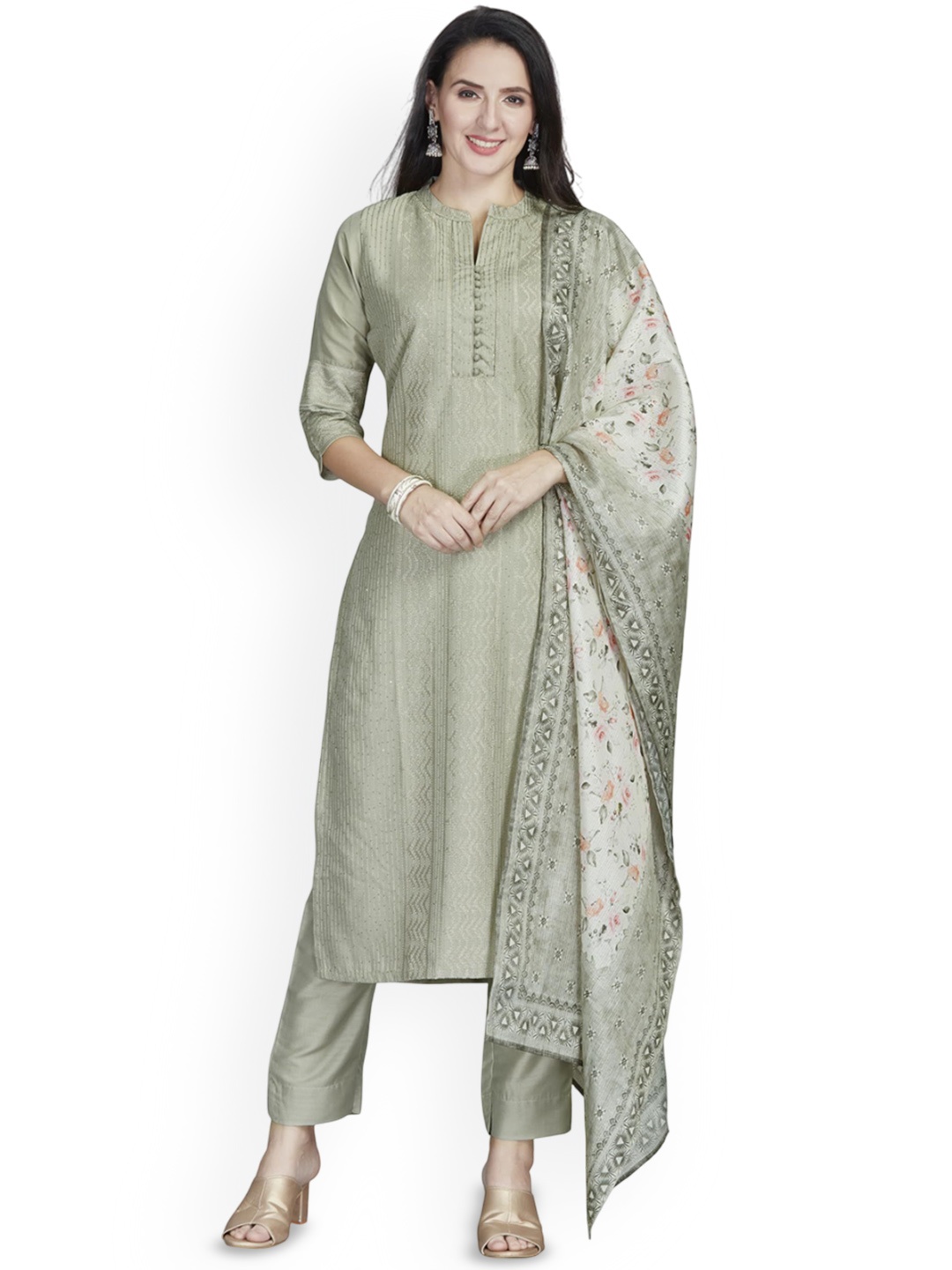 Nioni Geometric Embroidered Chikankari Chanderi Silk Kurta With Trousers And Dupatta, Green
Nioni Geometric Embroidered Chikankari Chanderi Silk Kurta With Trousers And Dupatta, Green