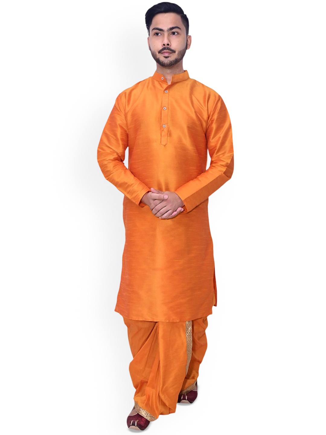 Om Shubh Mangalam Band Collar Dupion Silk Straight Kurta With Dhoti Pants, Orange
Om Shubh Mangalam Band Collar Dupion Silk Straight Kurta With Dhoti Pants, Orange