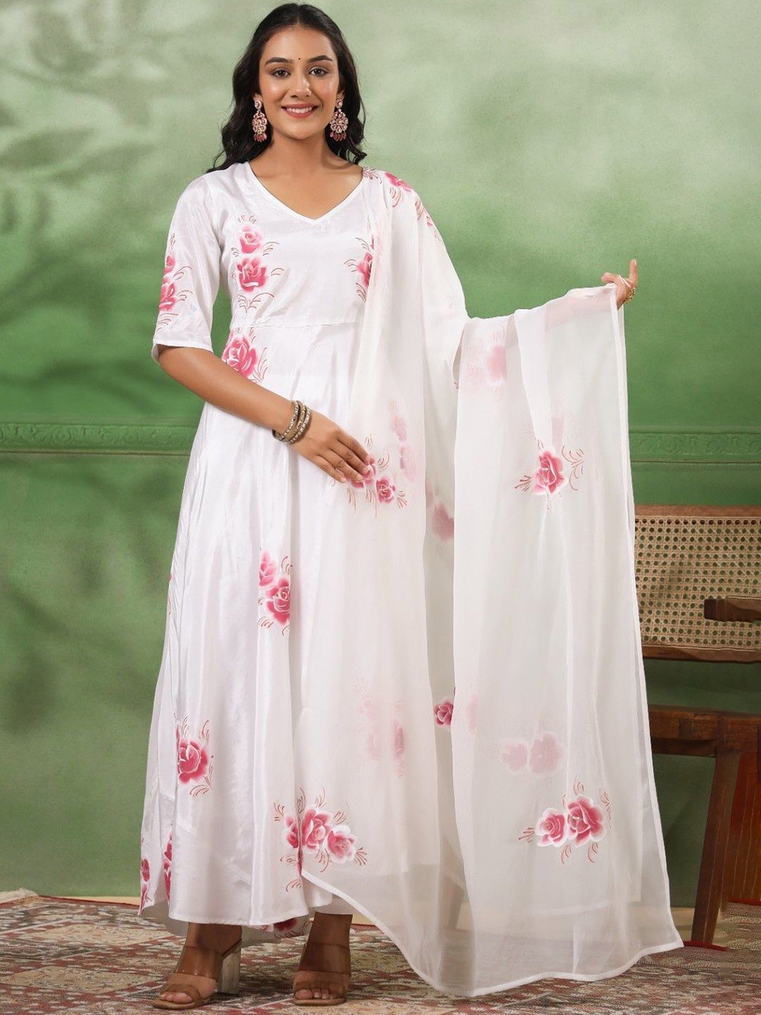 mirari Floral Printed V-Neck Pure Cotton Pleated A-Line Kurta With Trousers & Dupatta, White
mirari Floral Printed V-Neck Pure Cotton Pleated A-Line Kurta With Trousers & Dupatta, White