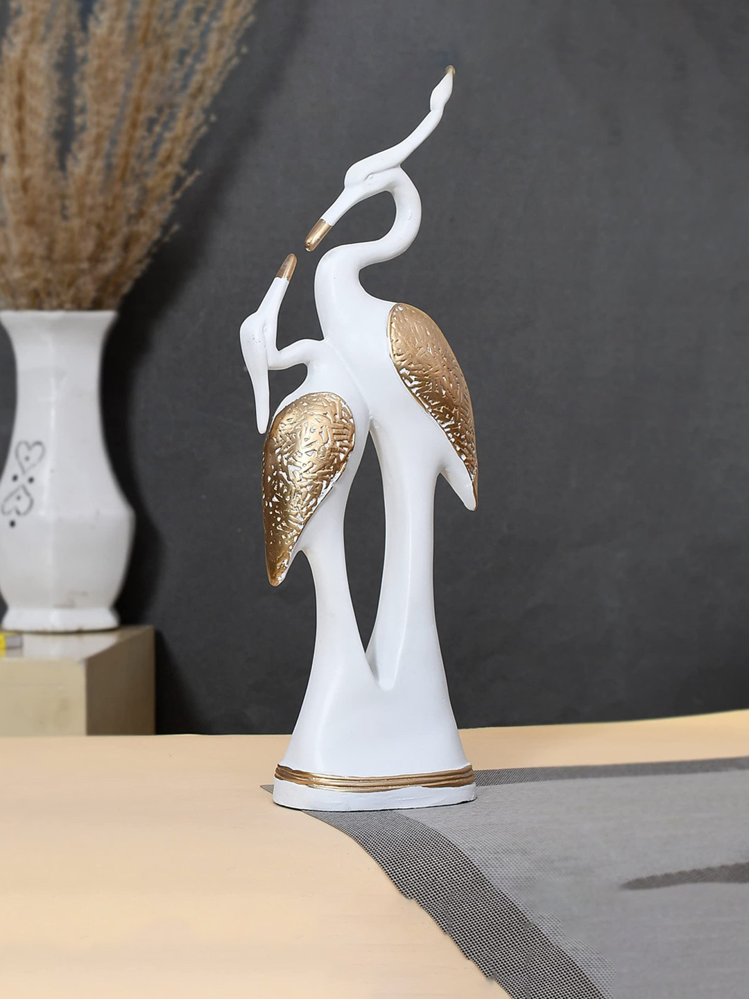 CRAFTAM White Pair of Kissing Swan Duck Love Birds Birds and Animals Figurine Showpiece 
CRAFTAM White Pair of Kissing Swan Duck Love Birds Birds and Animals Figurine Showpiece