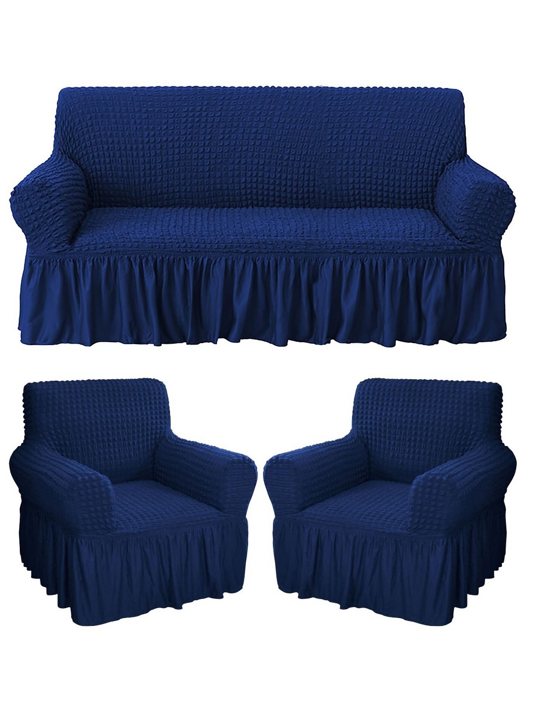 HOUSE OF QUIRK 280 Gsm Durable Washable Universal 3 + 1 + 1 Seater Sofa Covers, Navy blue
HOUSE OF QUIRK 280 Gsm Durable Washable Universal 3 + 1 + 1 Seater Sofa Covers, Navy blue