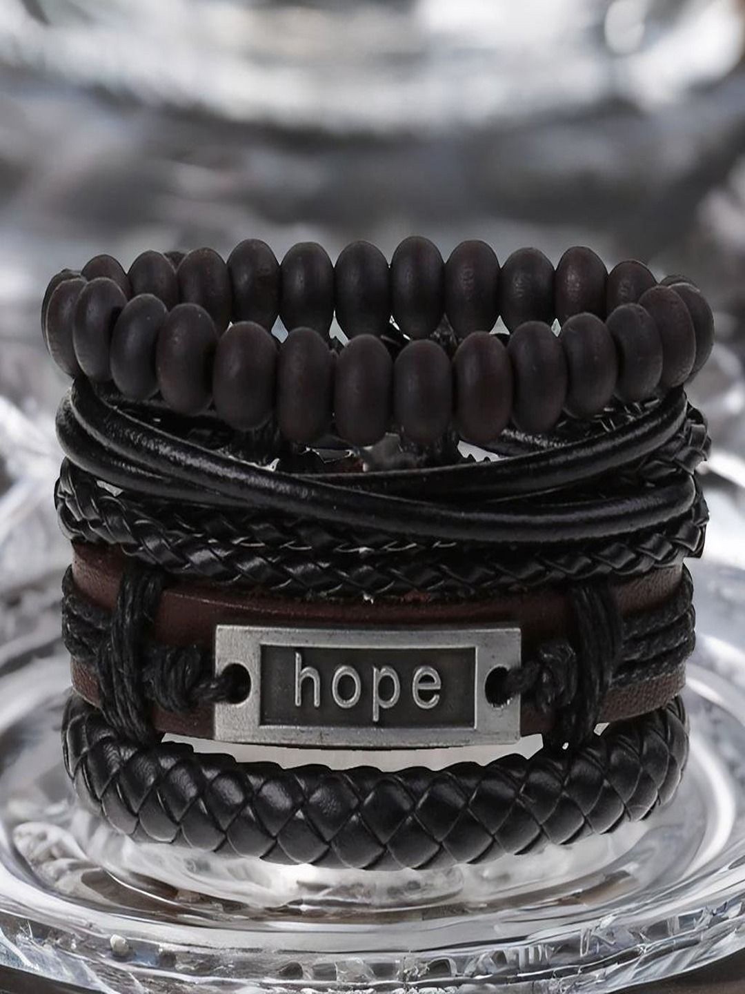 The Roadster Lifestyle Co Men Set Of 4 Hope Engraved Leather Stylish Wrist Wrap Bracelet, Black
The Roadster Lifestyle Co Men Set Of 4 Hope Engraved Leather Stylish Wrist Wrap Bracelet, Black