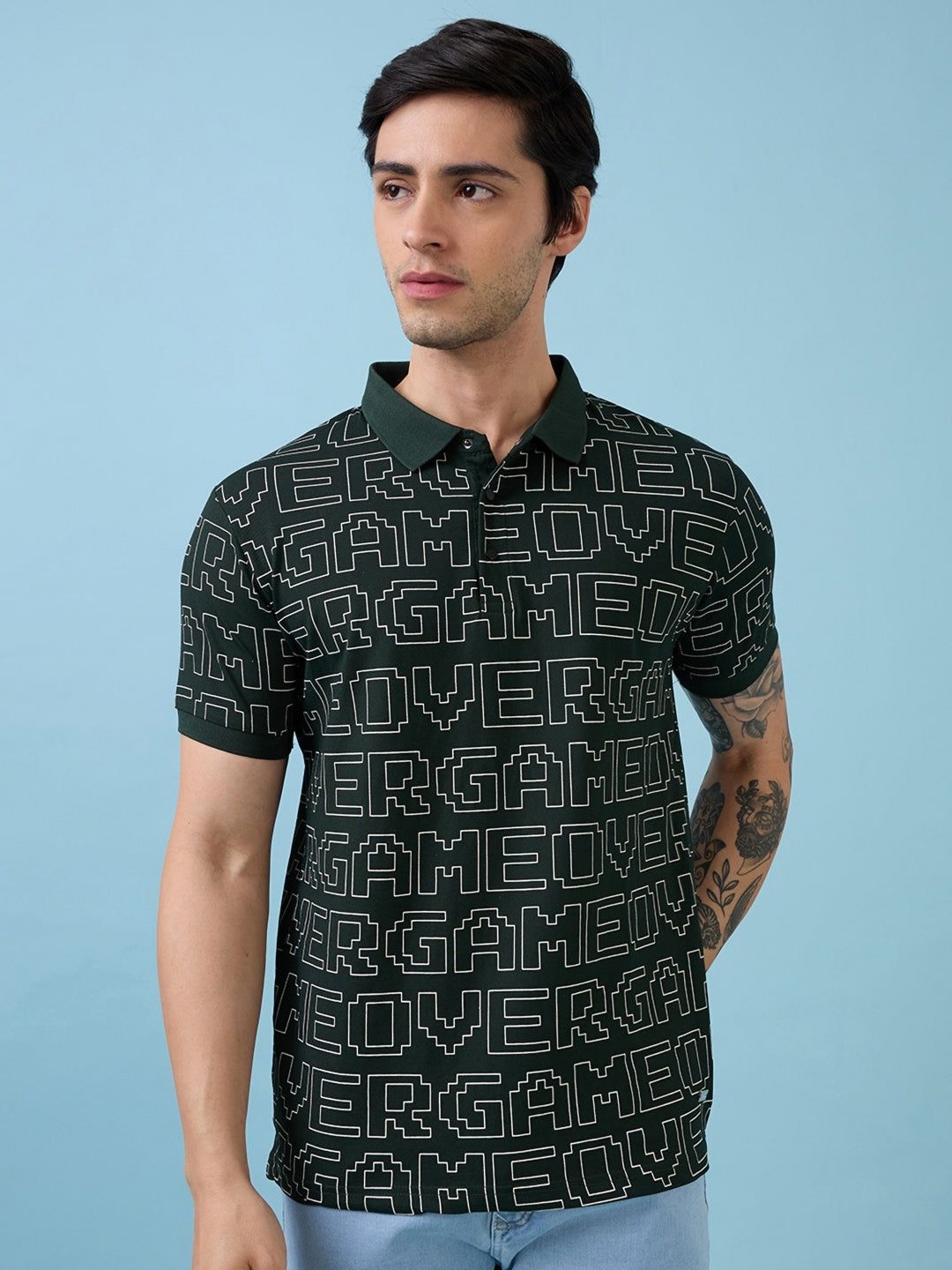 Status Quo Men Regular Fit Typography Printed Polo Collar Cotton T-shirt, Green
Status Quo Men Regular Fit Typography Printed Polo Collar Cotton T-shirt, Green