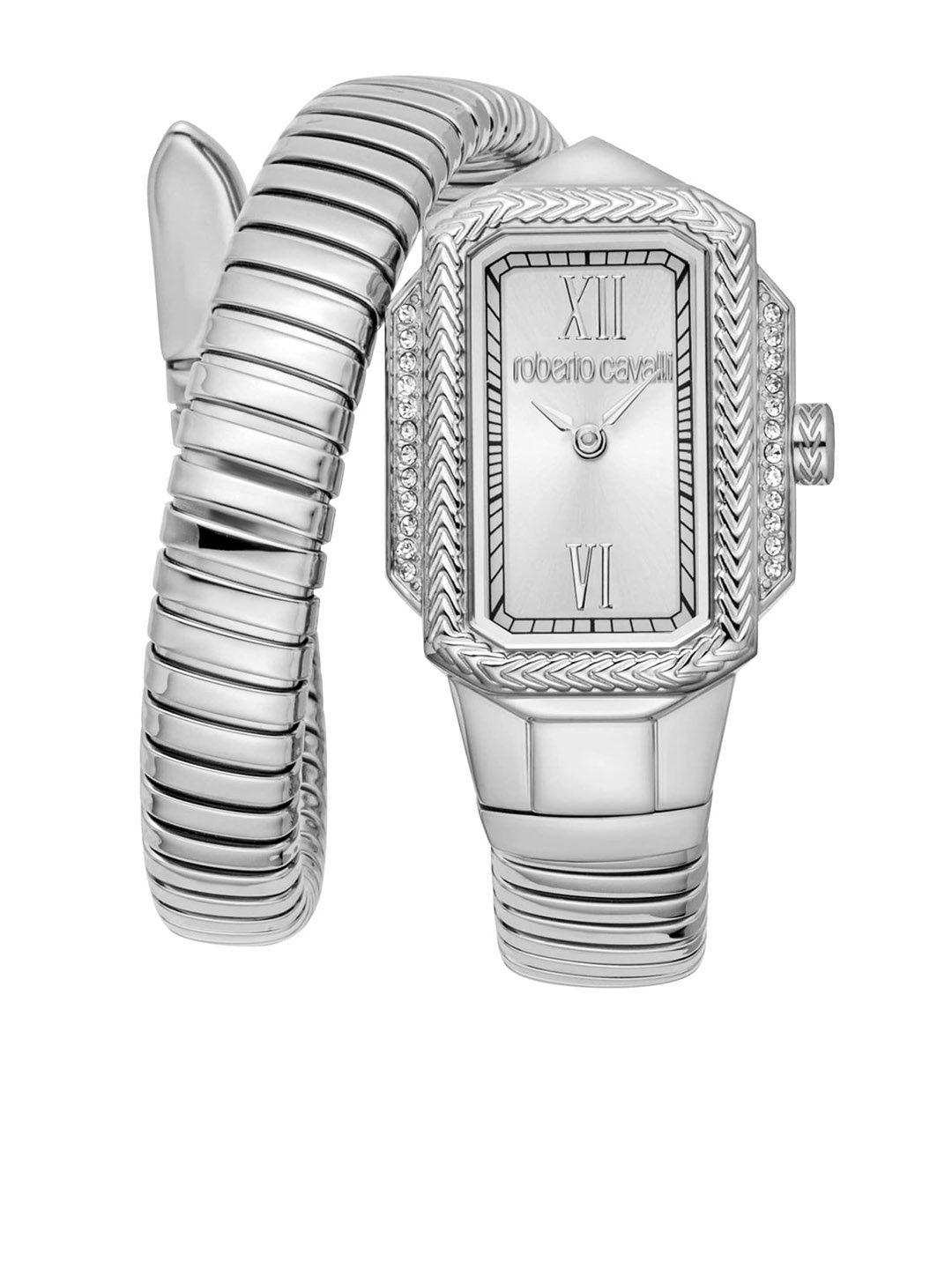 Roberto Cavalli Women Embellished Dial & Stainless Steel Bracelet Style Straps Analogue Automatic Watch, Silver
Roberto Cavalli Women Embellished Dial & Stainless Steel Bracelet Style Straps Analogue Automatic Watch, Silver