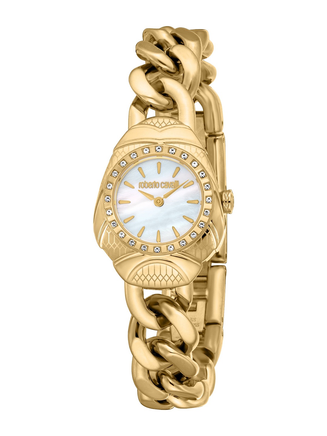 Roberto Cavalli Women Embellished Dial & Stainless Steel Bracelet Style Straps Analogue Automatic Watch, Gold
Roberto Cavalli Women Embellished Dial & Stainless Steel Bracelet Style Straps Analogue Automatic Watch, Gold