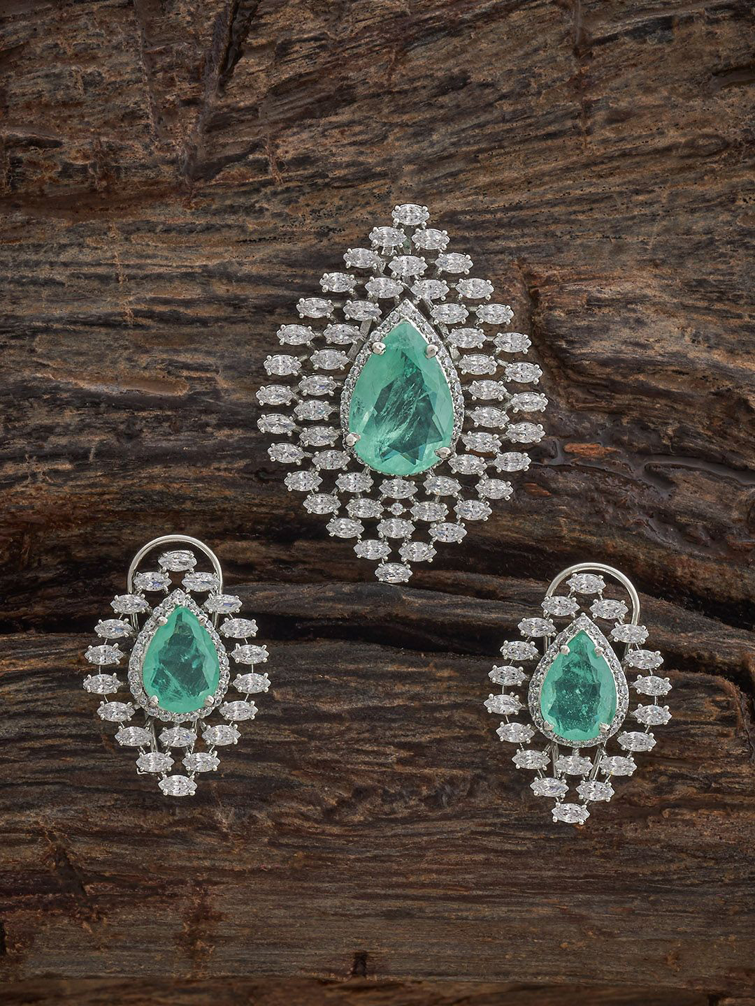 Kushal's Fashion Jewellery Mint Rhodium-Plated Party Zircon Pendant Set, Silver
Kushal's Fashion Jewellery Mint Rhodium-Plated Party Zircon Pendant Set, Silver