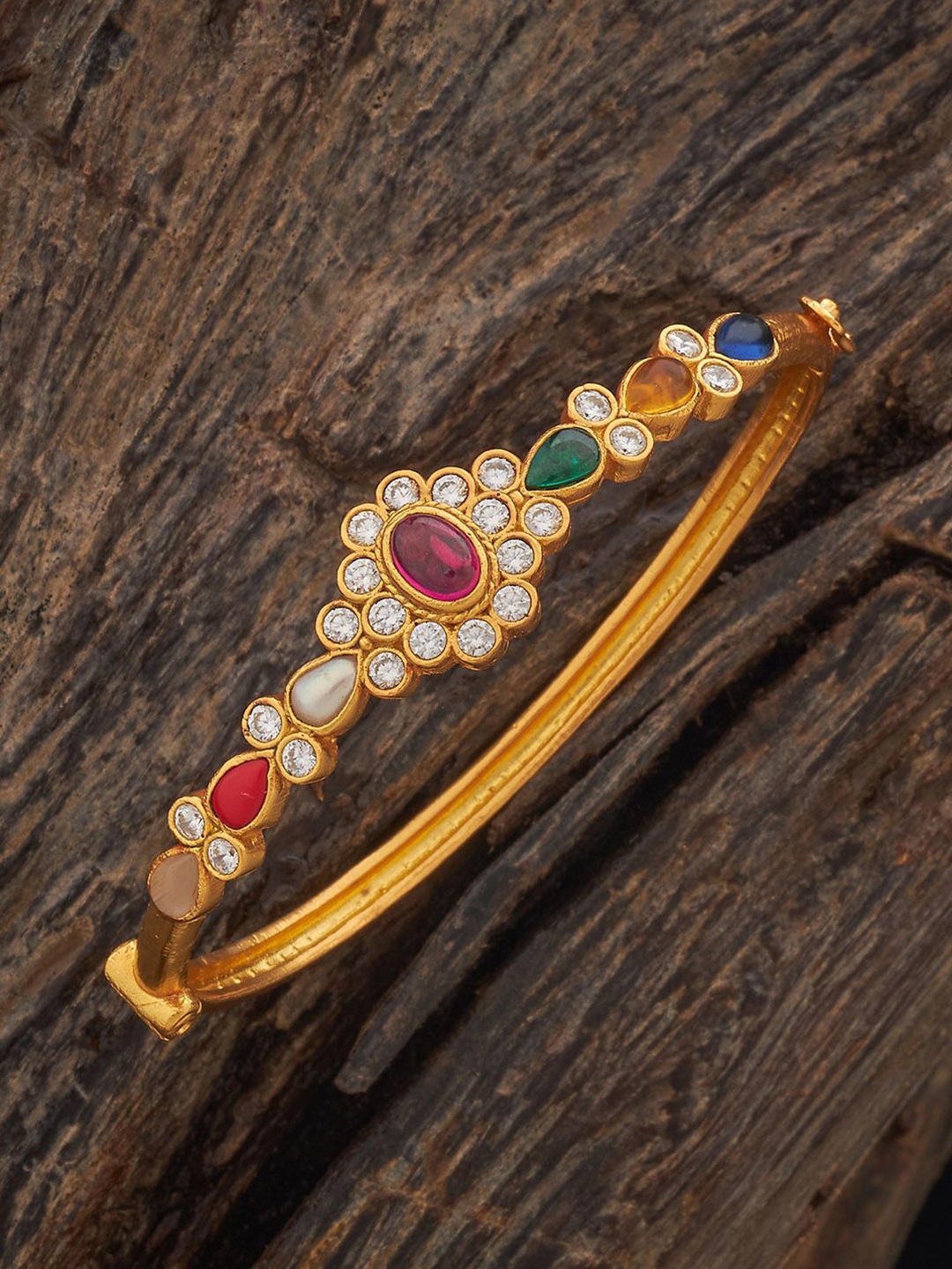 Kushal's Fashion Jewellery 92.5 Sterling Silver Gold-Plated Navaratna Zircon Kada Bangle
Kushal's Fashion Jewellery 92.5 Sterling Silver Gold-Plated Navaratna Zircon Kada Bangle