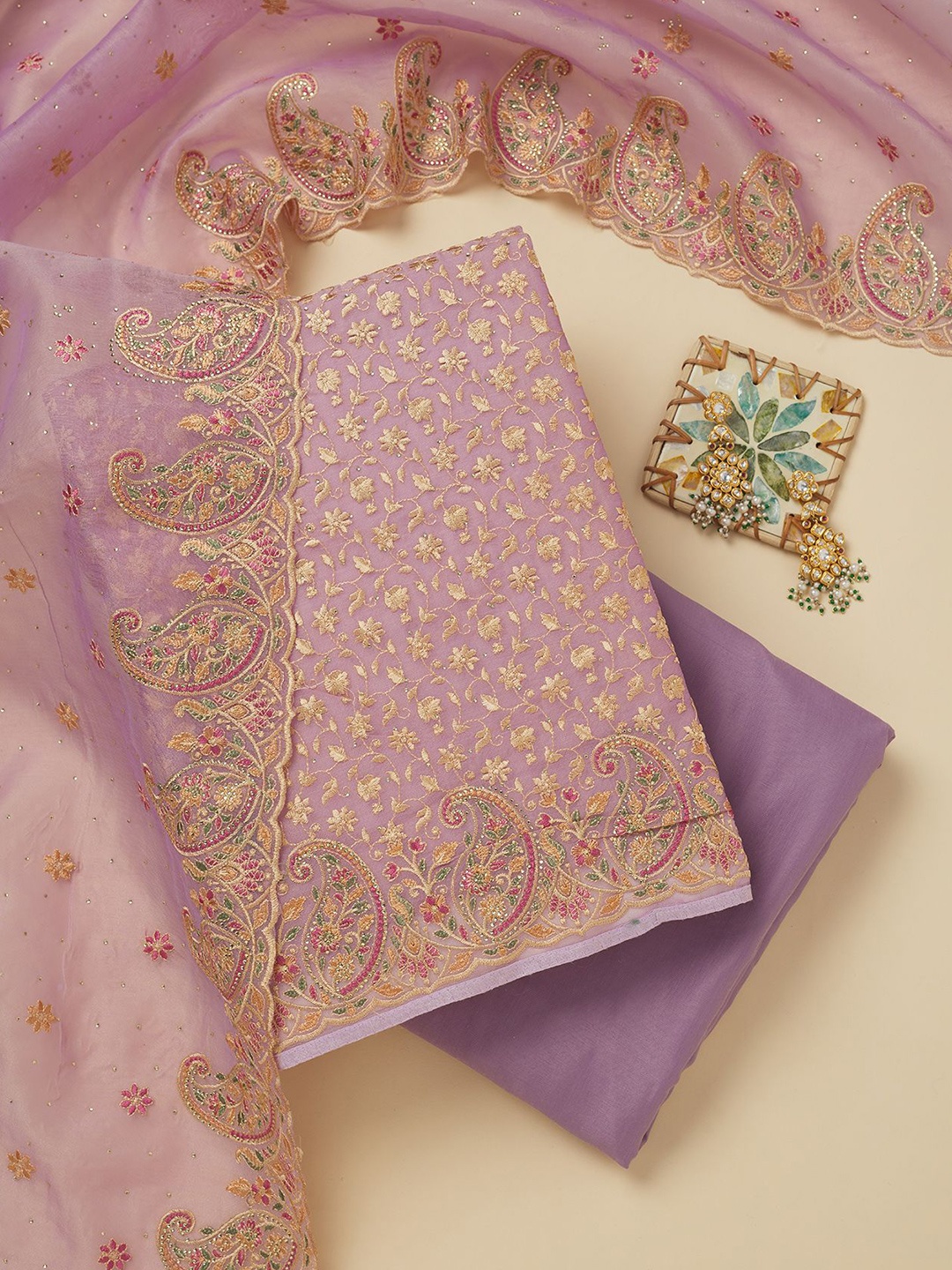 Koskii Ethnic Motifs Embroidered Beads and Stones Organza Unstitched Dress Material, Purple
Koskii Ethnic Motifs Embroidered Beads and Stones Organza Unstitched Dress Material, Purple