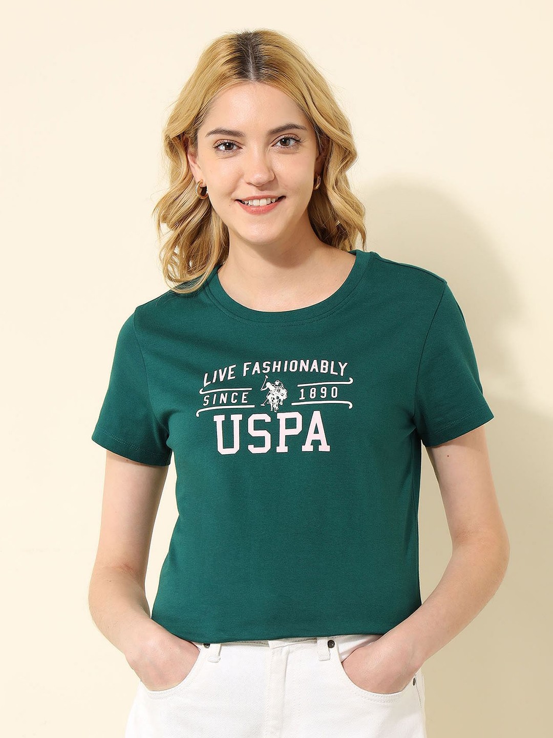 U.S. Polo Assn. Women Regular Fit Typography Printed Round Neck Cotton T-shirt, Teal
U.S. Polo Assn. Women Regular Fit Typography Printed Round Neck Cotton T-shirt, Teal