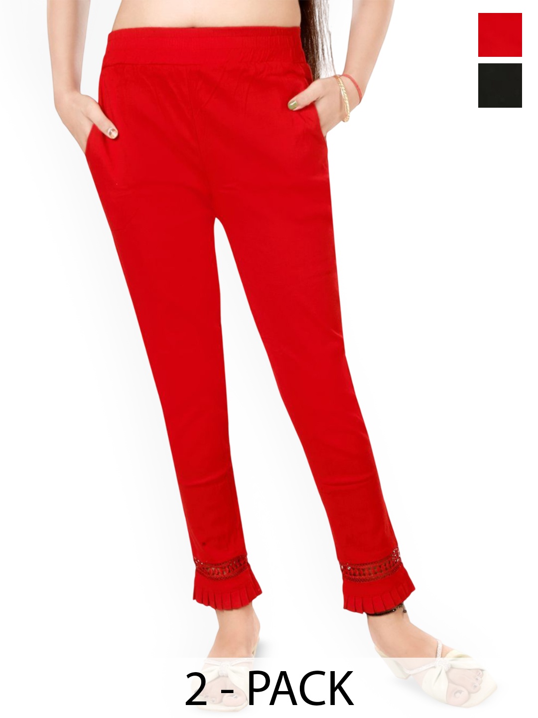 Fessist Women Pack Of 2 Relaxed Slim Fit Easy Wash Pleated Cigarette Trousers, Multi
Fessist Women Pack Of 2 Relaxed Slim Fit Easy Wash Pleated Cigarette Trousers, Multi