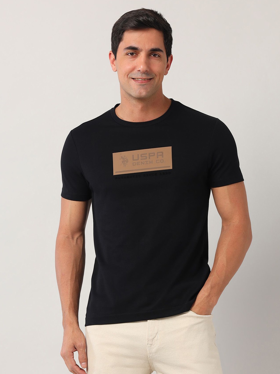 U.S. Polo Assn. Denim Co. Men Typography Printed Round Neck Cotton Slim Fit T-shirt, Black
U.S. Polo Assn. Denim Co. Men Typography Printed Round Neck Cotton Slim Fit T-shirt, Black