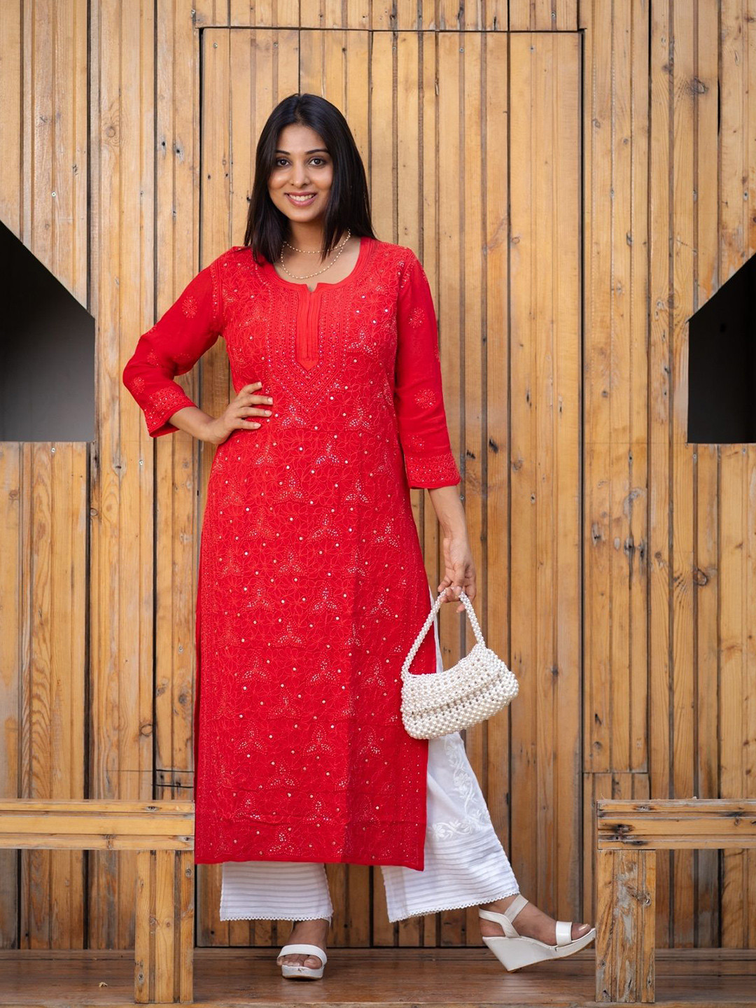 Club Loom Women Floral Printed Embroidered Chikankari Cotton Straight Kurta, Red
Club Loom Women Floral Printed Embroidered Chikankari Cotton Straight Kurta, Red
