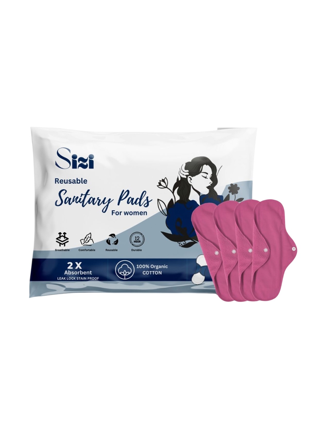 Sizi Super Absorbent Washable & Reusable Eco-Friendly Sanitary Pads- 4 Pads- XL, Pink
Sizi Super Absorbent Washable & Reusable Eco-Friendly Sanitary Pads- 4 Pads- XL, Pink