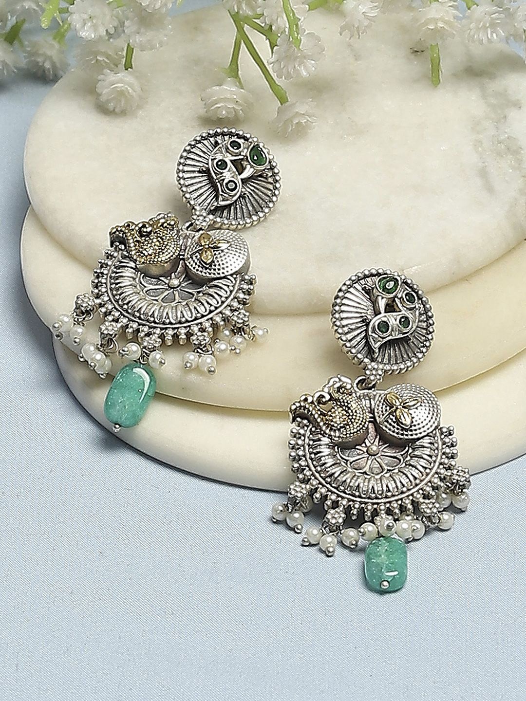 Biba Silver-Plated Artificial Stones And Beads Beaded Contemporary Shaped Drop Earrings
Biba Silver-Plated Artificial Stones And Beads Beaded Contemporary Shaped Drop Earrings
