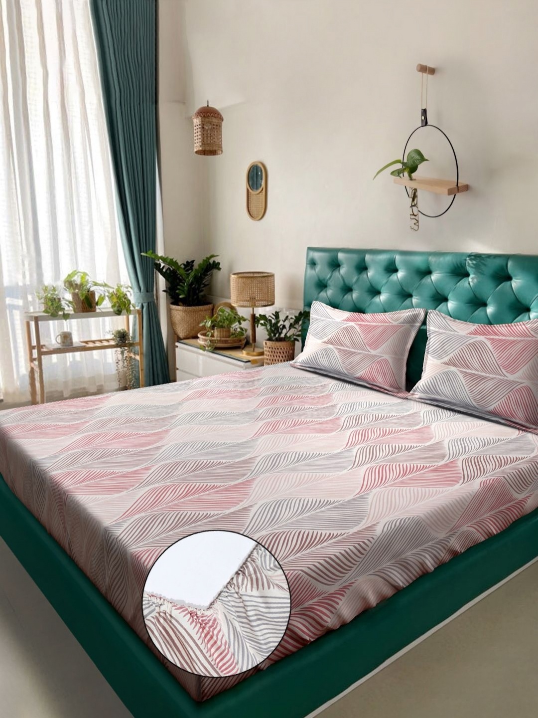 KLOTTHE Grey & Pink Abstract Printed Fitted 300 TC King Bedsheet With 2 Pillow Cover
KLOTTHE Grey & Pink Abstract Printed Fitted 300 TC King Bedsheet With 2 Pillow Cover