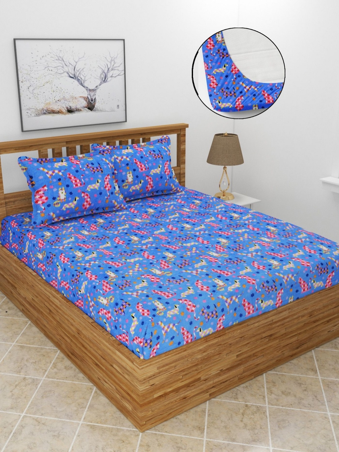 BREVARD Blue Conversational Printed Woolen Fitted 210 TC Queen Bedsheet Set 1.98m x 1.82m
BREVARD Blue Conversational Printed Woolen Fitted 210 TC Queen Bedsheet Set 1.98m x 1.82m