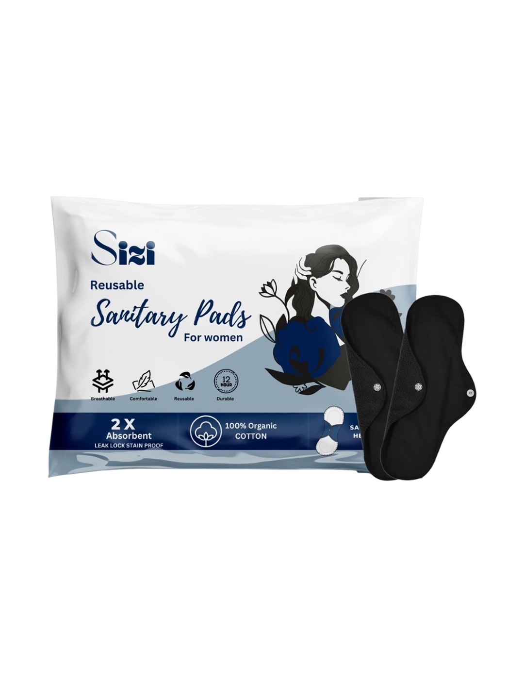 Sizi Super Absorbent Washable & Reusable Eco-Friendly Sanitary Pads- 2 Pads- XL, Black
Sizi Super Absorbent Washable & Reusable Eco-Friendly Sanitary Pads- 2 Pads- XL, Black