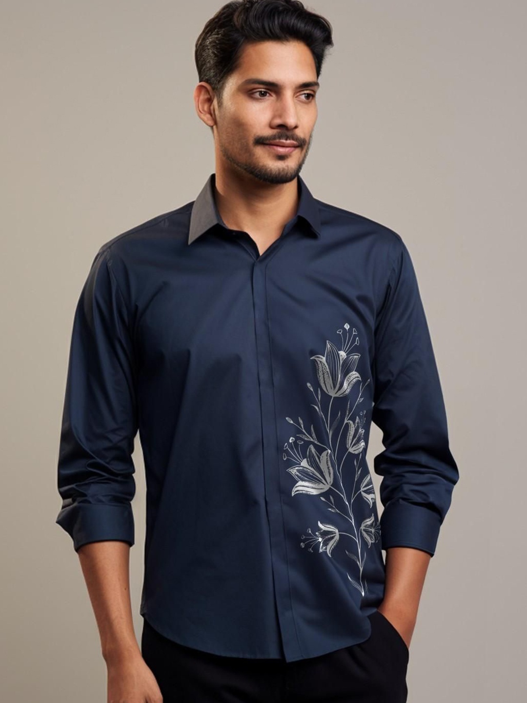 HE SPOKE Men Smart Tailored Fit Floral Opaque Casual Shirt, Navy blue
HE SPOKE Men Smart Tailored Fit Floral Opaque Casual Shirt, Navy blue