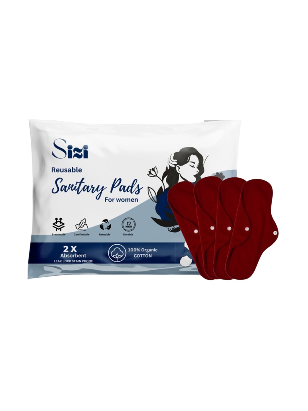 Sizi Super Absorbent Washable & Reusable Eco-Friendly Sanitary Pads- 4 Pads- XL, Maroon
Sizi Super Absorbent Washable & Reusable Eco-Friendly Sanitary Pads- 4 Pads- XL, Maroon