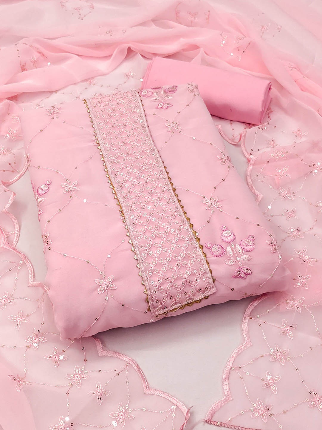 SAINOOR Floral Sequinned Embroidered Silk Georgette Unstitched Dress Material, Pink
SAINOOR Floral Sequinned Embroidered Silk Georgette Unstitched Dress Material, Pink