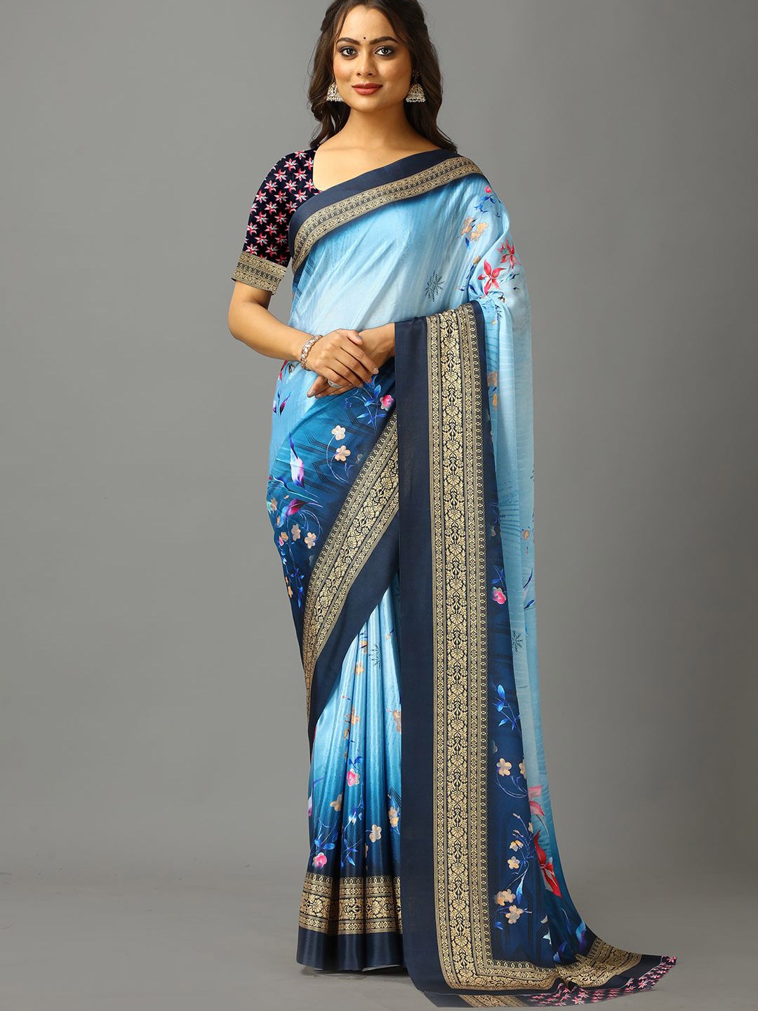 A.V.M. SILK MILLS Floral Printed Woven Zari Saree With An Unstitched Blouse Piece, Blue
A.V.M. SILK MILLS Floral Printed Woven Zari Saree With An Unstitched Blouse Piece, Blue
