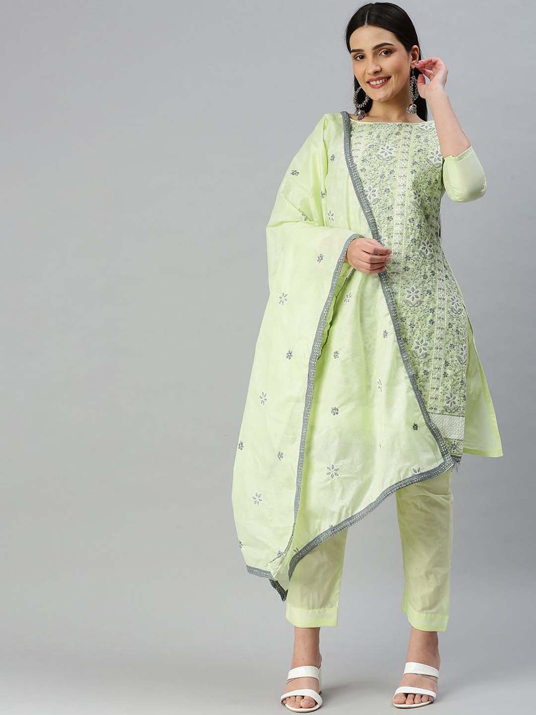 SAINOOR Embroidered Thread Work Pure Cotton Semi-Stitched Dress Material, Green
SAINOOR Embroidered Thread Work Pure Cotton Semi-Stitched Dress Material, Green
