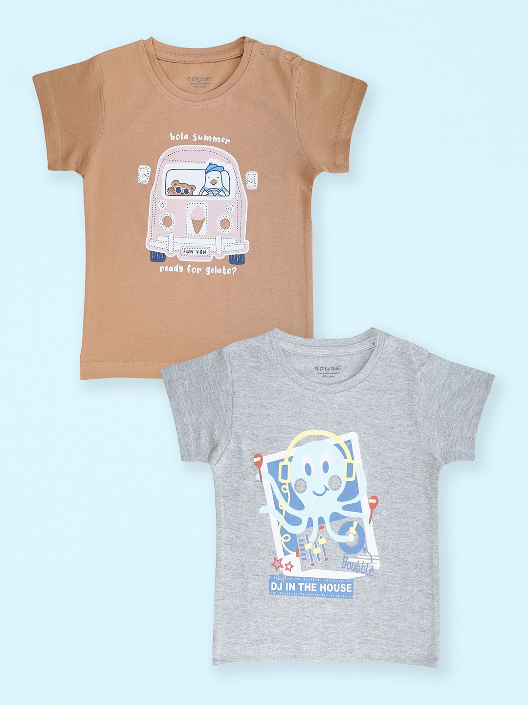 Miss & Chief Unisex Kids Pack Of 2 Typography Printed Round Neck Cotton T-shirts, Brown
Miss & Chief Unisex Kids Pack Of 2 Typography Printed Round Neck Cotton T-shirts, Brown
