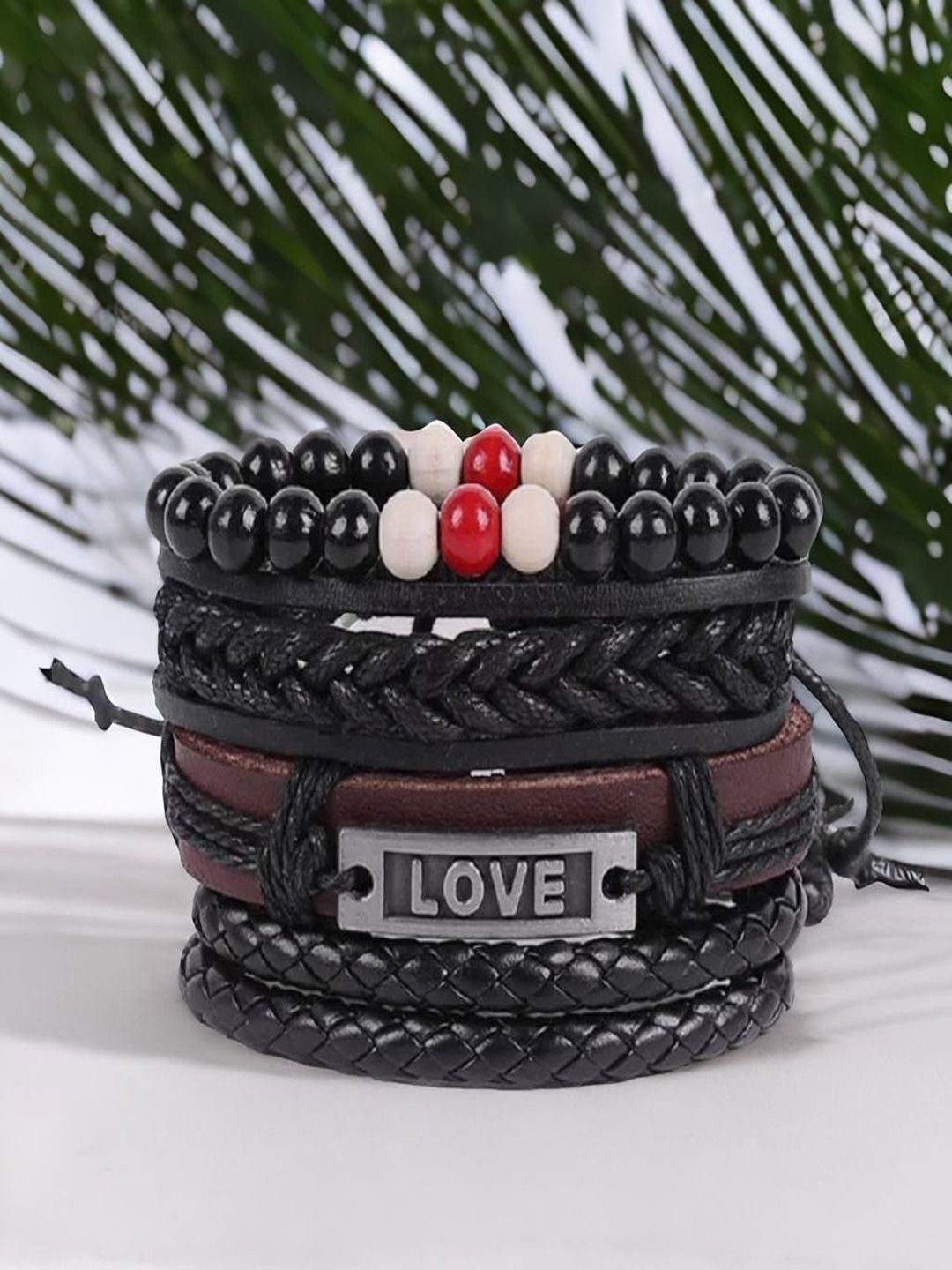 The Roadster Lifestyle Co Set Of 4 Love Engraved Beaded Leather Wrist Wrap Bracelet, Black
The Roadster Lifestyle Co Set Of 4 Love Engraved Beaded Leather Wrist Wrap Bracelet, Black