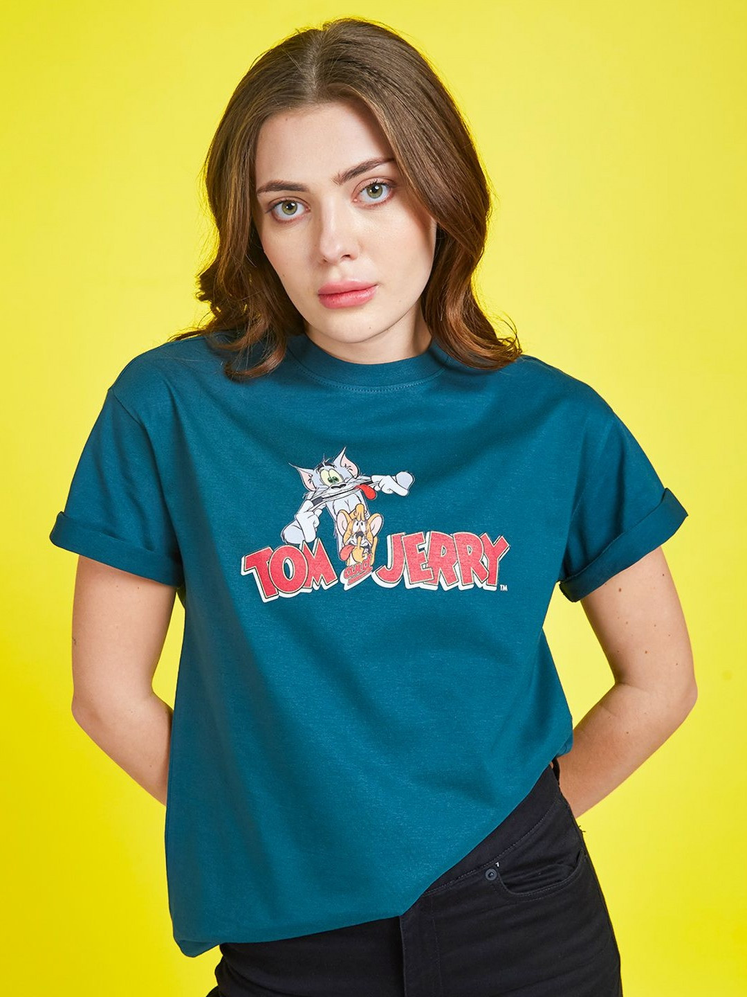 Kook N Keech Toons Women Tom & Jerry Graphic Printed Round Neck Cotton T-shirt, Teal
Kook N Keech Toons Women Tom & Jerry Graphic Printed Round Neck Cotton T-shirt, Teal