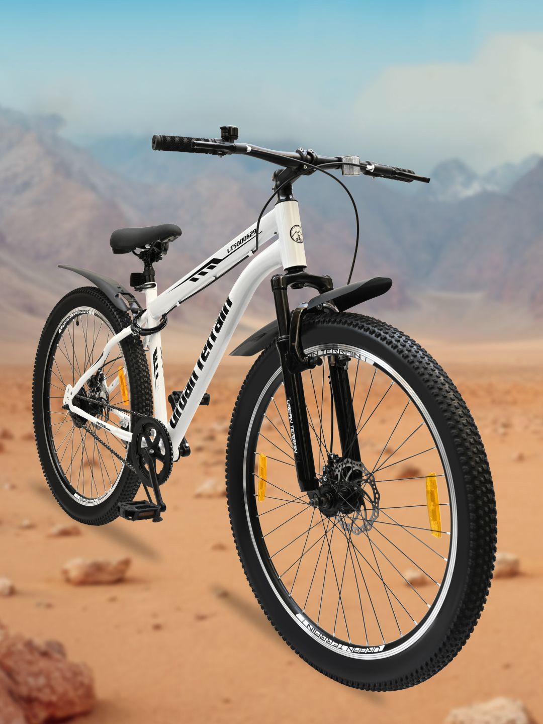 URBAN TERRAIN White UT5000S29 With Steel Frame Dual Disc Brake Bell & Lock MTB Cycle
URBAN TERRAIN White UT5000S29 With Steel Frame Dual Disc Brake Bell & Lock MTB Cycle