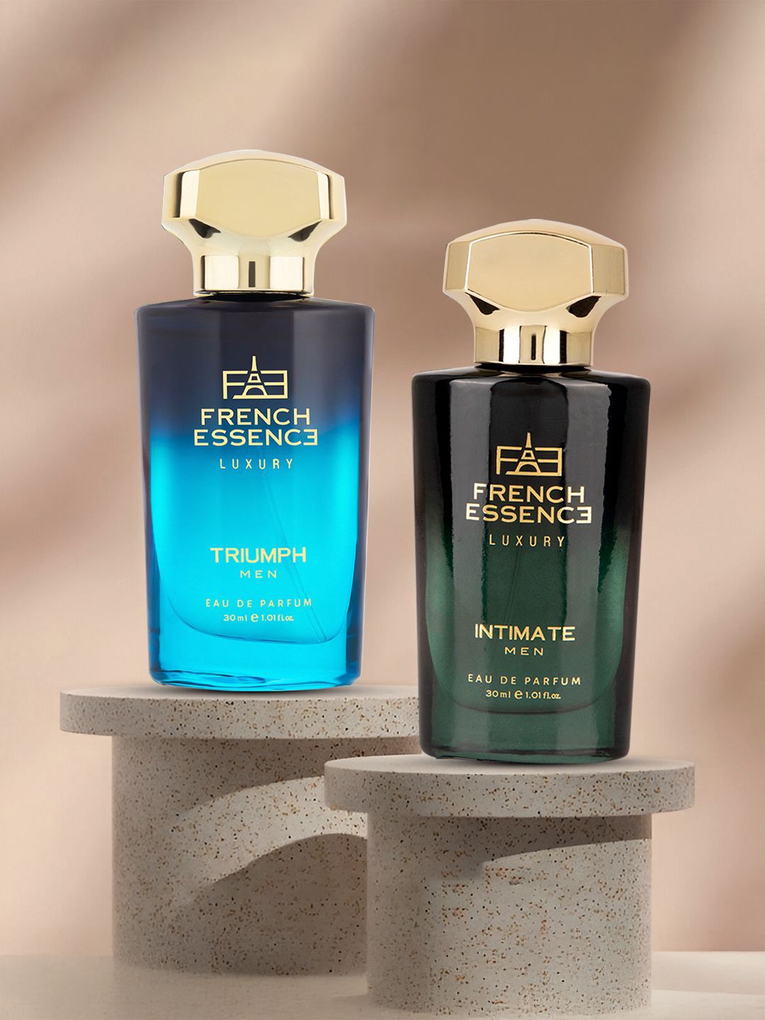 FRENCH ESSENCE Men Triumph And Intimate Set Of 2 Long Lasting Eau De Parfum - 30 ml Each, Blue
FRENCH ESSENCE Men Triumph And Intimate Set Of 2 Long Lasting Eau De Parfum - 30 ml Each, Blue
