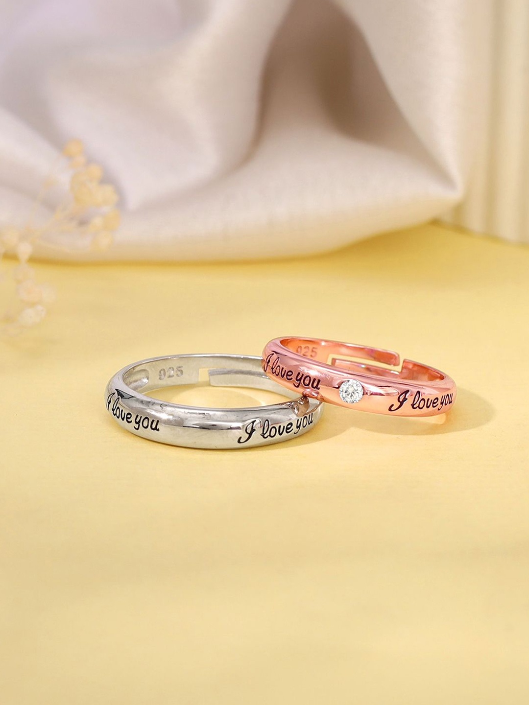 GIVA Set Of 2 925 Sterling Silver Rhodium-Plated Stone Studed Adjustable Couple Band Rings
GIVA Set Of 2 925 Sterling Silver Rhodium-Plated Stone Studed Adjustable Couple Band Rings