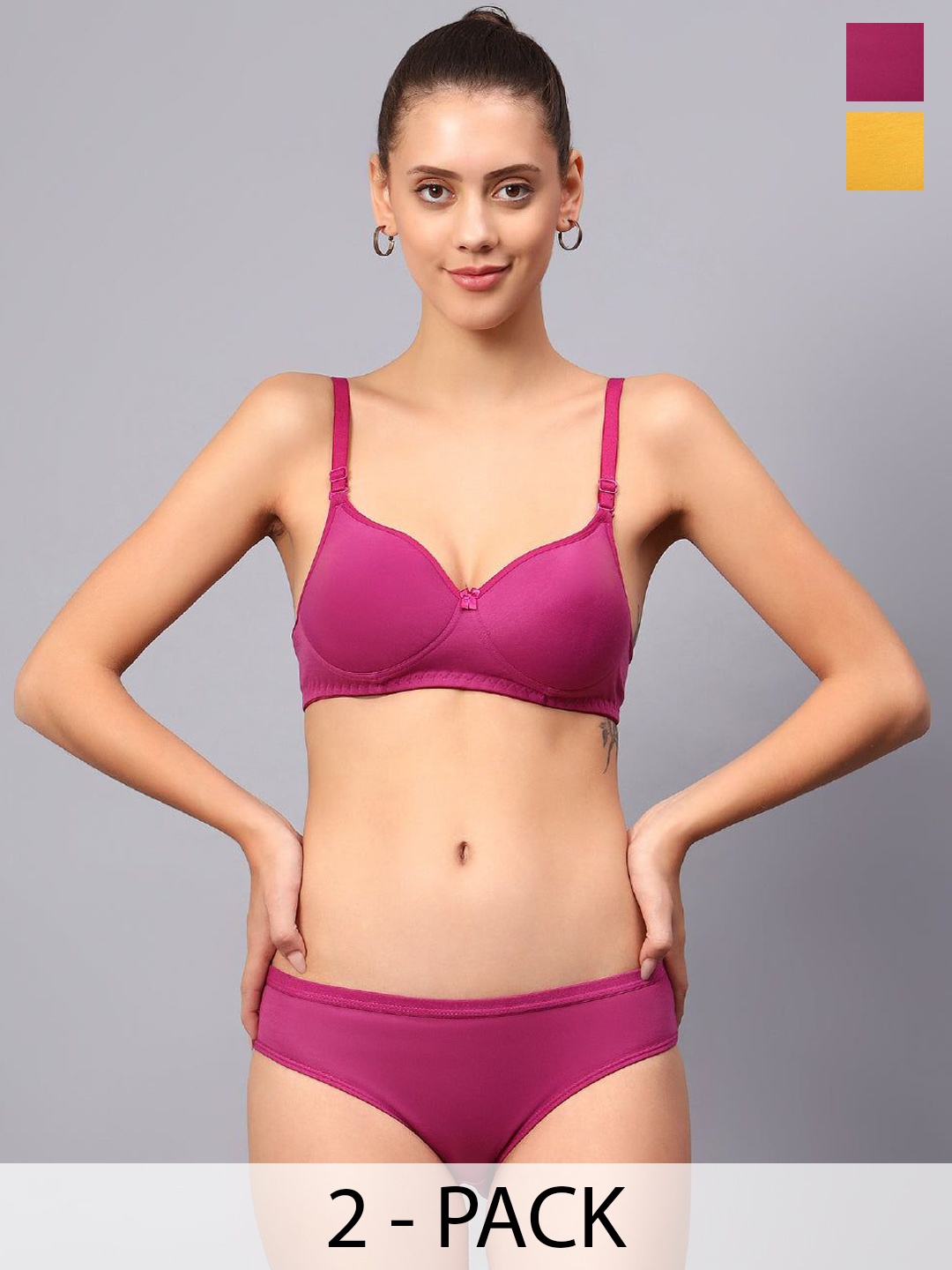 Designer Bugs Pack Of 2 Cotton Non Padded Non Wired Lingerie Set NPLS-Y-DP-30B, Yellow
Designer Bugs Pack Of 2 Cotton Non Padded Non Wired Lingerie Set NPLS-Y-DP-30B, Yellow