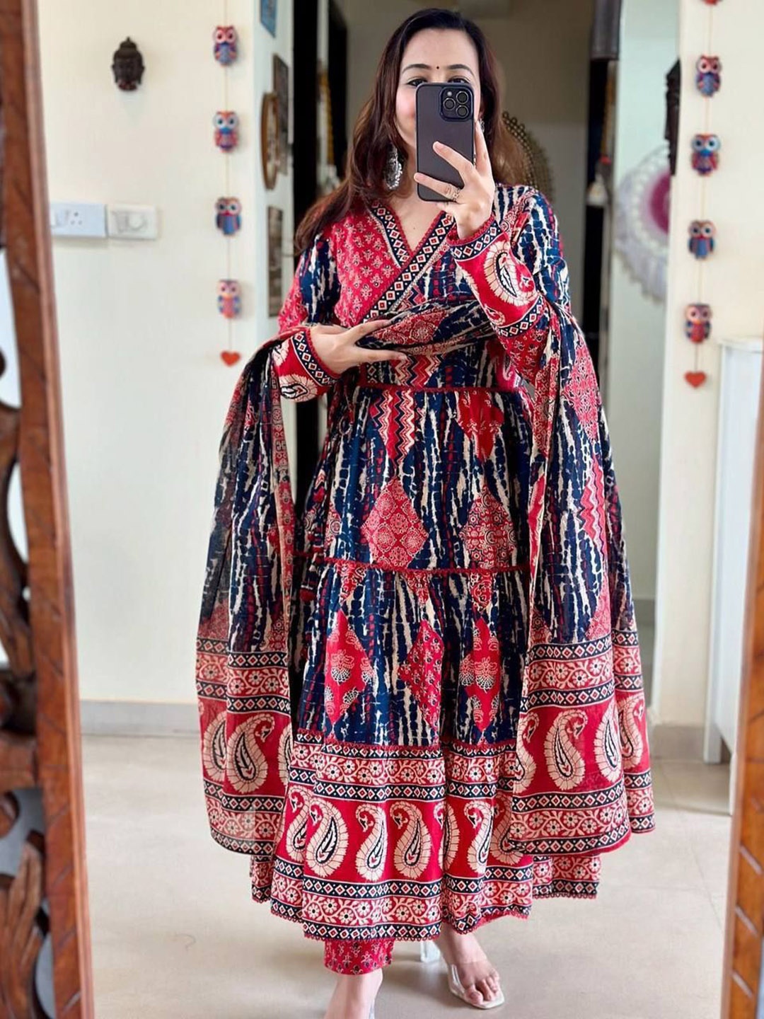 Bought First Ethnic Motifs Printed V-Neck Angrakha Anarkali Kurta With Trousers & Dupatta, Blue
Bought First Ethnic Motifs Printed V-Neck Angrakha Anarkali Kurta With Trousers & Dupatta, Blue
