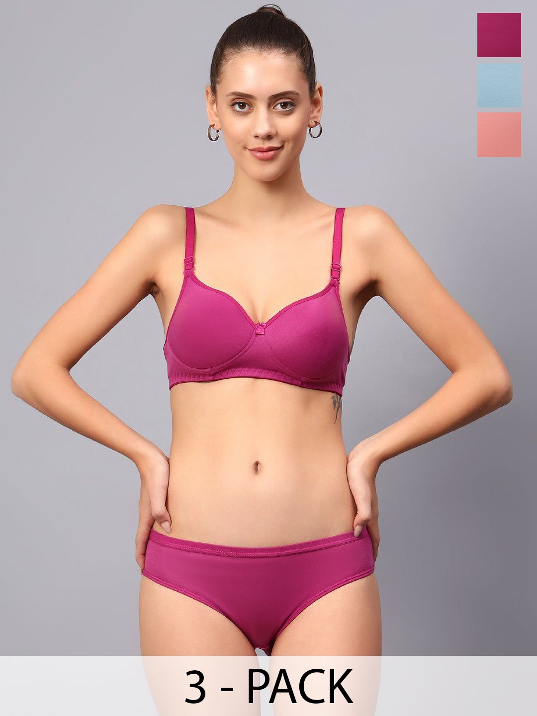 Designer Bugs Pack Of 3 Cotton Non Padded Non Wired Lingerie Set NPLS-RG-DP-G-30B, Rose gold
Designer Bugs Pack Of 3 Cotton Non Padded Non Wired Lingerie Set NPLS-RG-DP-G-30B, Rose gold