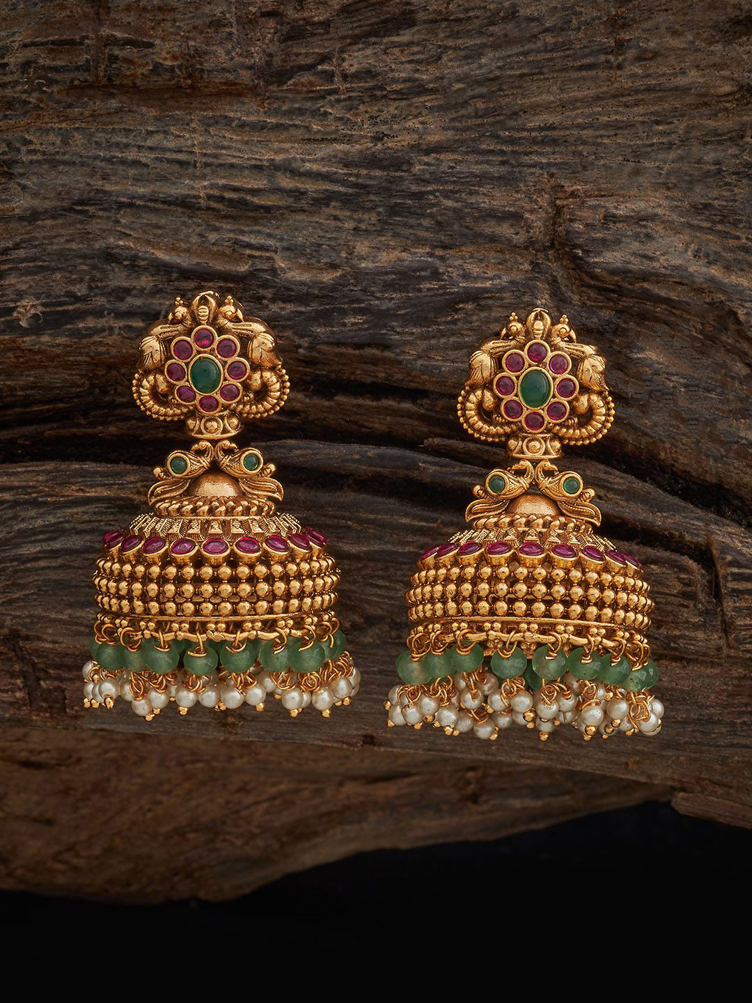 Kushal's Fashion Jewellery Gold-Plated Dome Shaped Artificial Stones Antique Jhumkas
Kushal's Fashion Jewellery Gold-Plated Dome Shaped Artificial Stones Antique Jhumkas