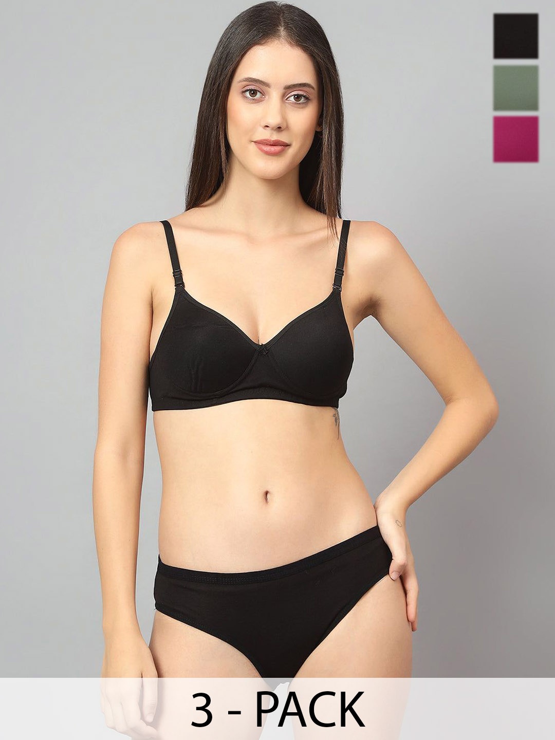 Designer Bugs Pack Of 3 Cotton Non Padded Non Wired Lingerie Set NPLS-B-DP-O-30B, Black
Designer Bugs Pack Of 3 Cotton Non Padded Non Wired Lingerie Set NPLS-B-DP-O-30B, Black