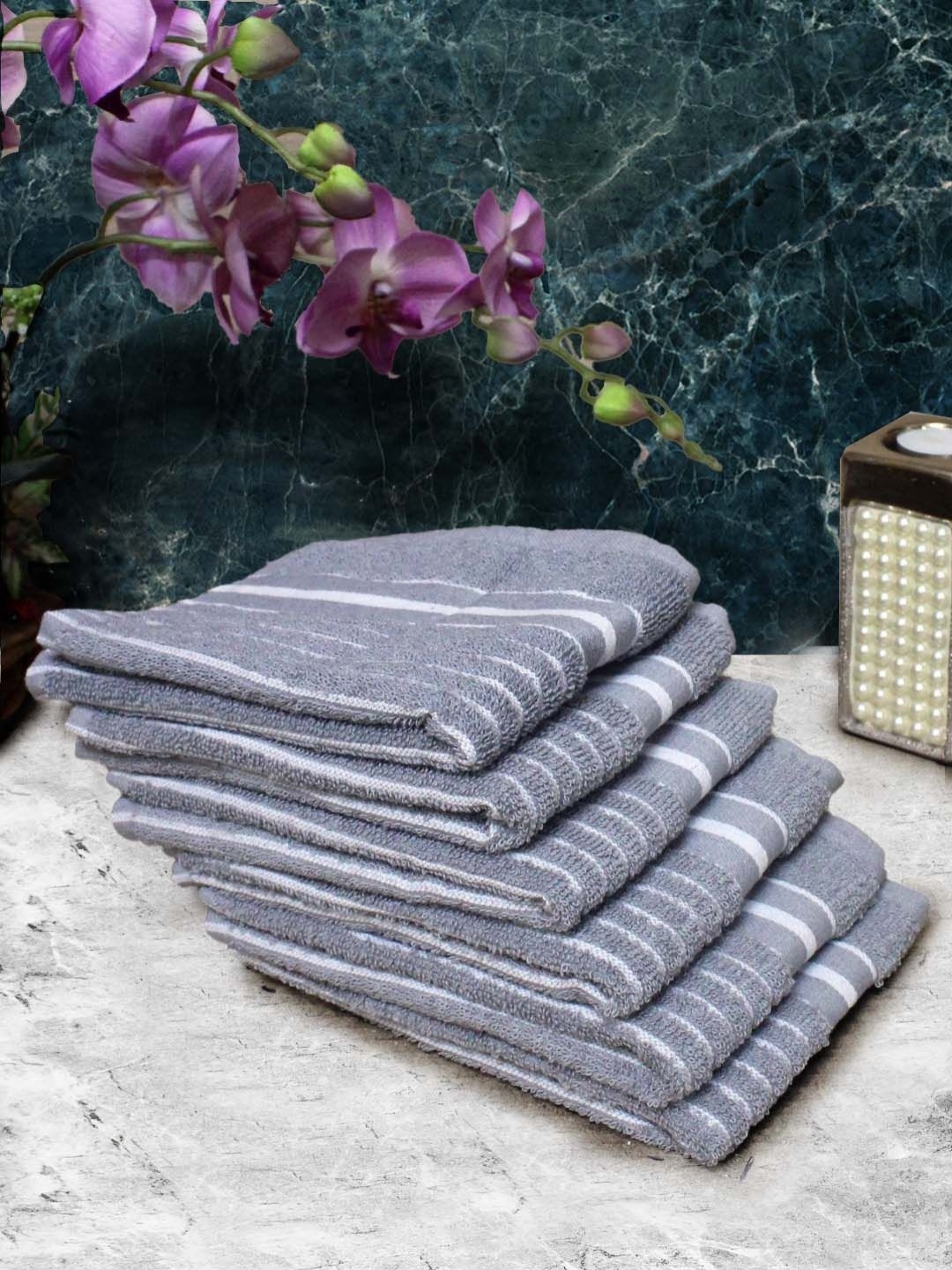Aura Grey & White 6 Pieces Striped Pure Cotton Super Absorbent & Quick Dry Hand Towels
Aura Grey & White 6 Pieces Striped Pure Cotton Super Absorbent & Quick Dry Hand Towels