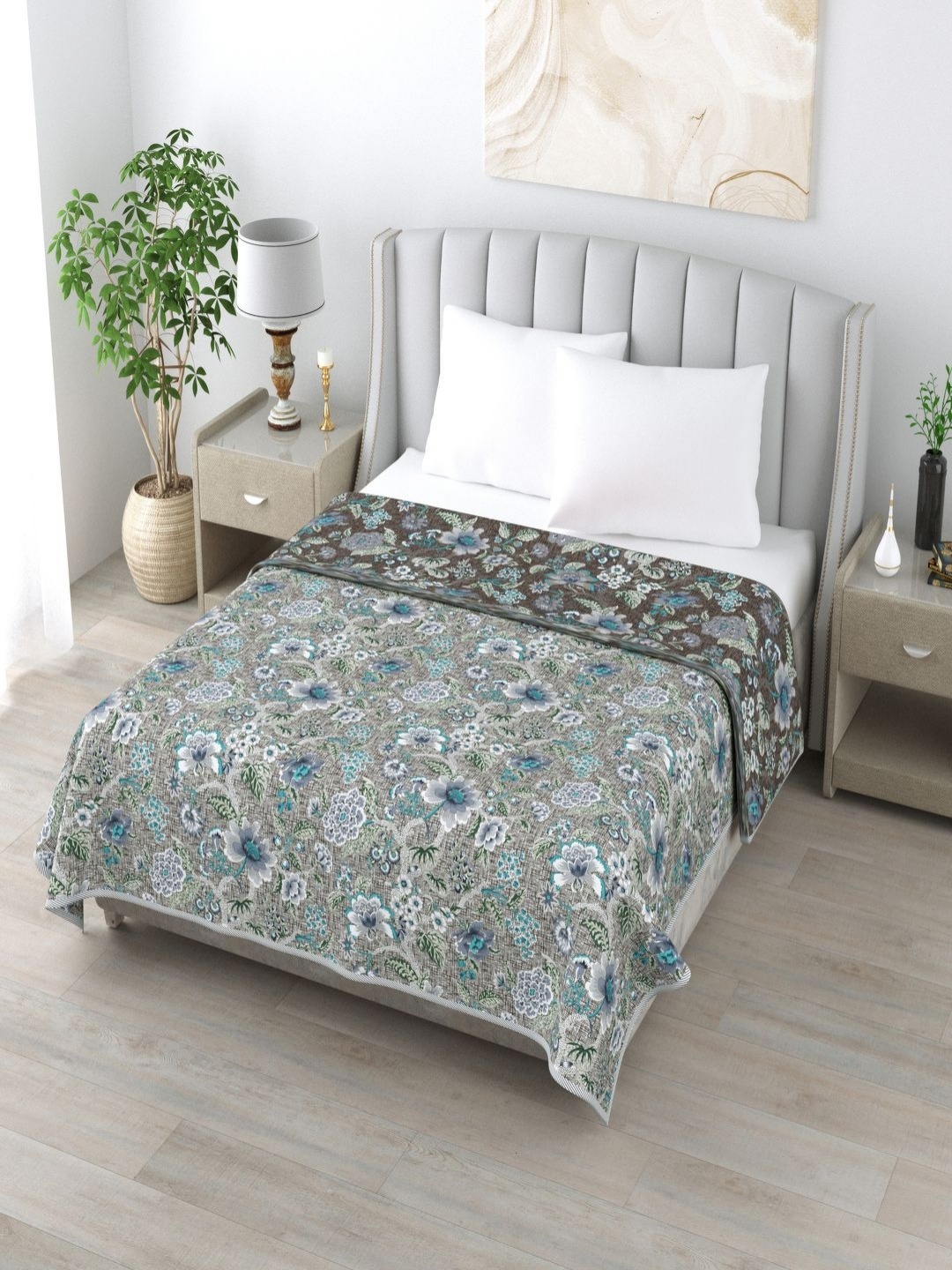 Qfab Blue Grey & Blue Floral Printed Cotton 110 GSM AC Room Single Bed Reversible Dohar
Qfab Blue Grey & Blue Floral Printed Cotton 110 GSM AC Room Single Bed Reversible Dohar