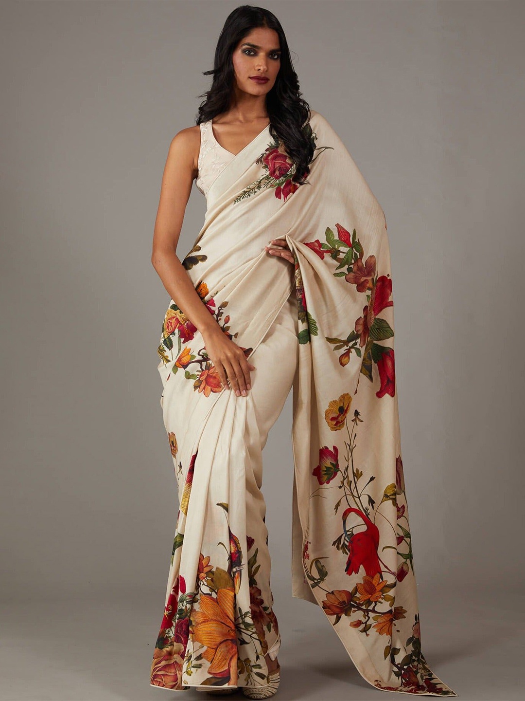 Moda Rapido Floral Printed Georgette Saree With Unstiched Blouse Piece, White
Moda Rapido Floral Printed Georgette Saree With Unstiched Blouse Piece, White