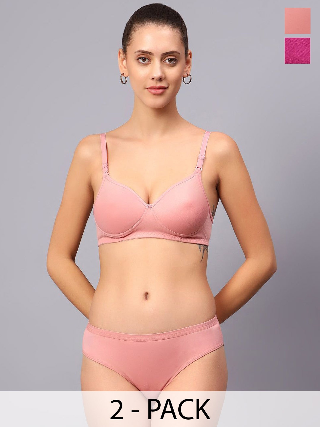 Designer Bugs Pack Of 2 Cotton Non Padded Non Wired Lingerie Set NPLS-RG-DP-30B, Rose gold
Designer Bugs Pack Of 2 Cotton Non Padded Non Wired Lingerie Set NPLS-RG-DP-30B, Rose gold
