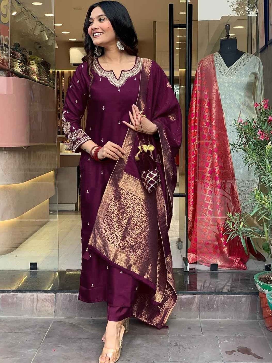 ZEEPKART Ethnic Motifs Embroidered Beads And Stones Kurta With Trouser & Dupatta, Burgundy
ZEEPKART Ethnic Motifs Embroidered Beads And Stones Kurta With Trouser & Dupatta, Burgundy