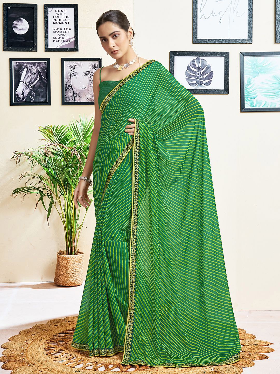 all about you Leheriya Gotta Patti Georgette Saree With An Unstitched Blouse Piece, Green
all about you Leheriya Gotta Patti Georgette Saree With An Unstitched Blouse Piece, Green