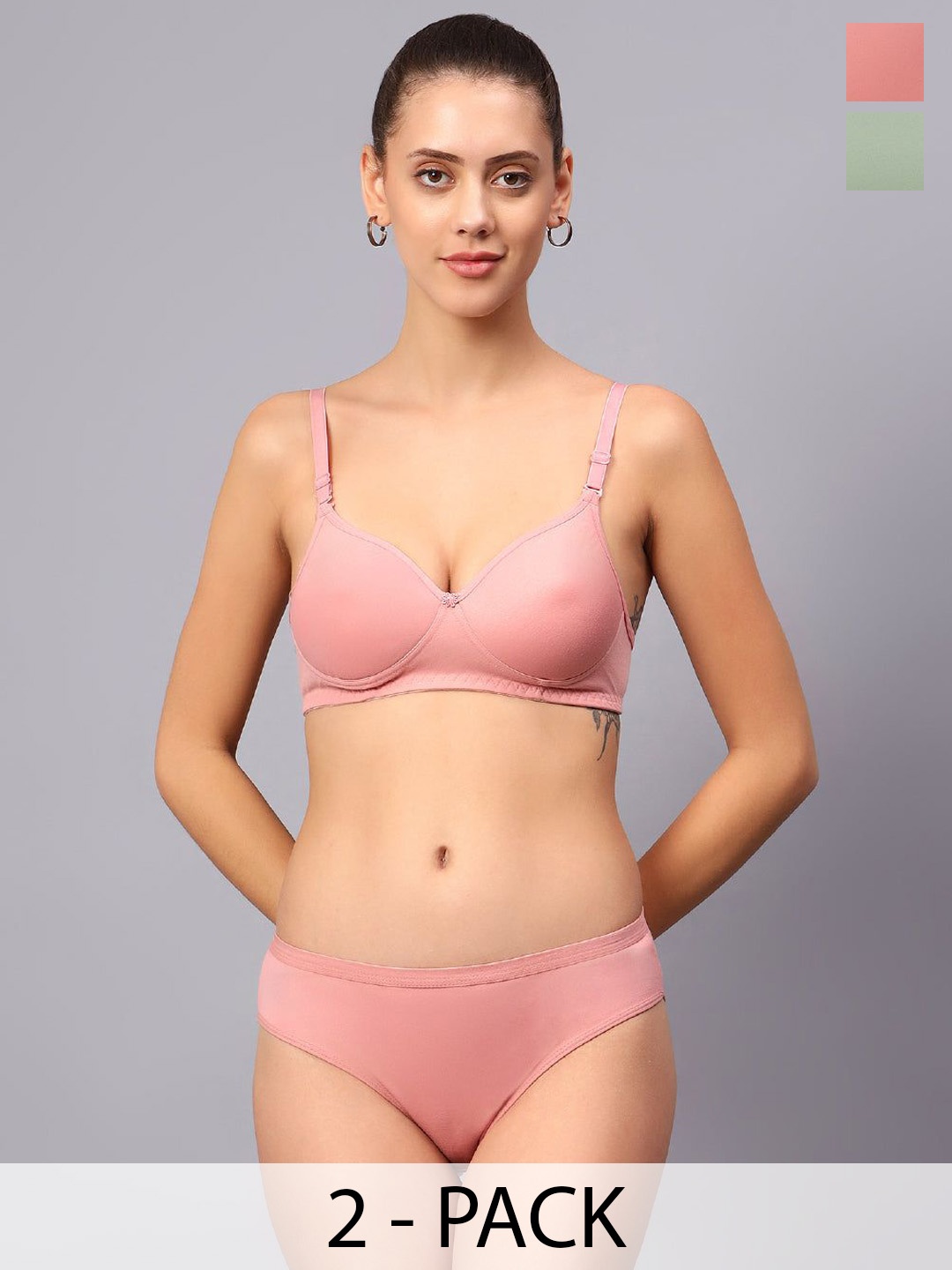 Designer Bugs Pack Of 2 Cotton Non Padded Non Wired Lingerie Set NPLS-RG-O-30B, Rose gold
Designer Bugs Pack Of 2 Cotton Non Padded Non Wired Lingerie Set NPLS-RG-O-30B, Rose gold