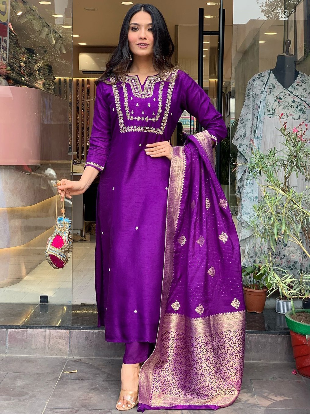 NIRMAL CREATION Embroidered Stones & Beads Work Pure Cotton Kurta With Trousers & Dupatta, Burgundy
NIRMAL CREATION Embroidered Stones & Beads Work Pure Cotton Kurta With Trousers & Dupatta, Burgundy